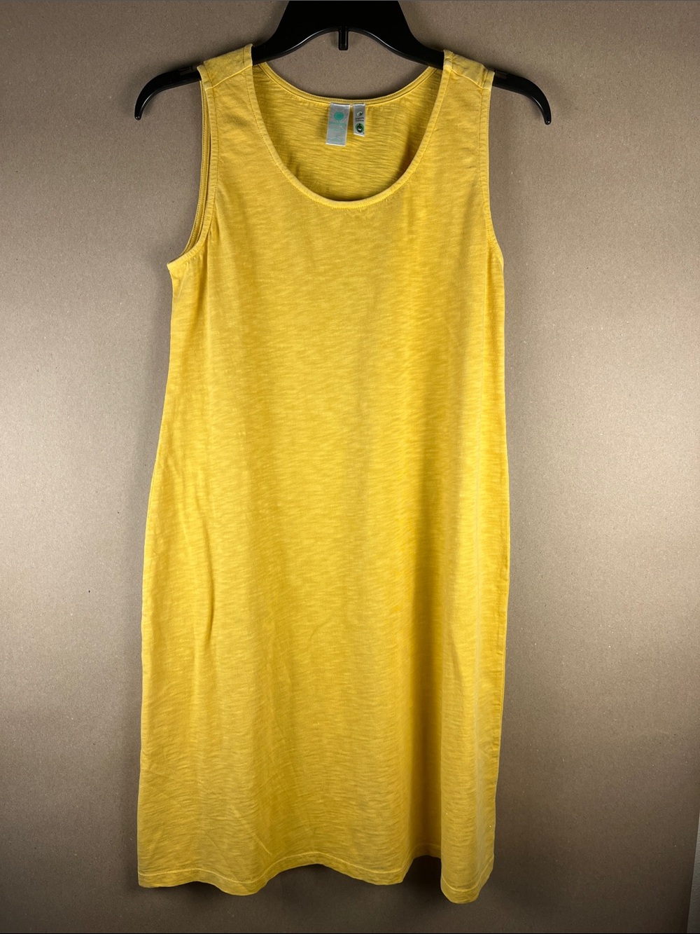 NWOT Aventura Clothing Organic Cotton Tank Dress S Mustard Yellow Boho